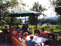 Terrasse mit Natursteinmauer Terrasse mit Natursteinmauer